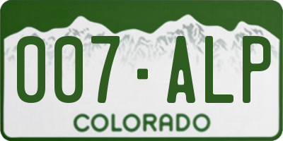 CO license plate 007ALP