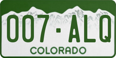 CO license plate 007ALQ