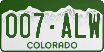 CO license plate 007ALW