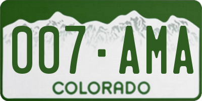 CO license plate 007AMA