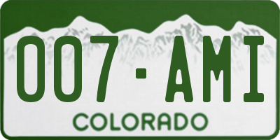 CO license plate 007AMI
