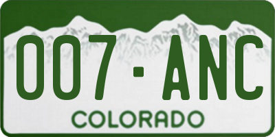 CO license plate 007ANC