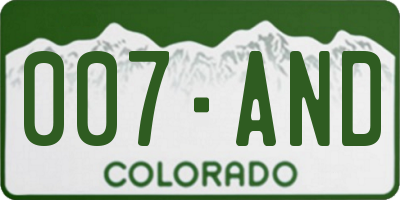 CO license plate 007AND