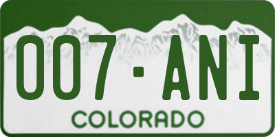 CO license plate 007ANI