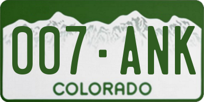 CO license plate 007ANK