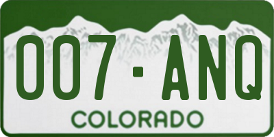 CO license plate 007ANQ