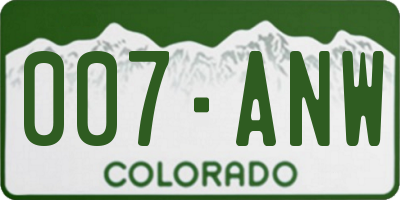 CO license plate 007ANW