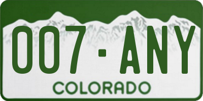 CO license plate 007ANY