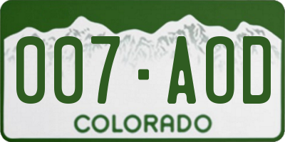 CO license plate 007AOD