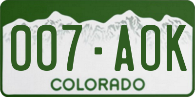 CO license plate 007AOK