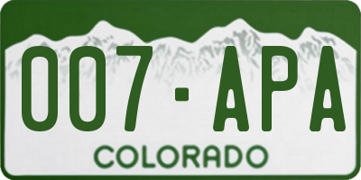 CO license plate 007APA