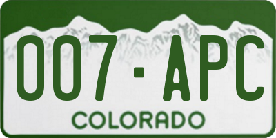 CO license plate 007APC