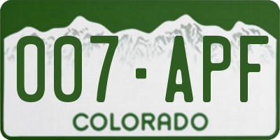 CO license plate 007APF