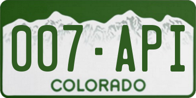 CO license plate 007API