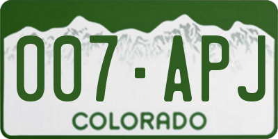 CO license plate 007APJ