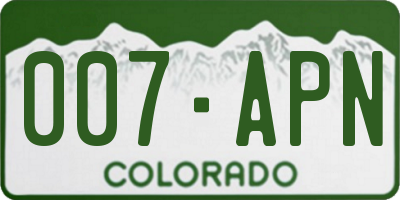 CO license plate 007APN