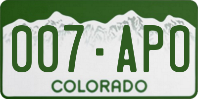 CO license plate 007APO