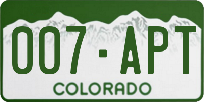 CO license plate 007APT