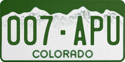 CO license plate 007APU