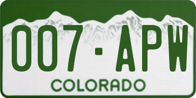 CO license plate 007APW