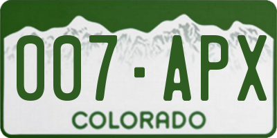 CO license plate 007APX