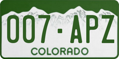 CO license plate 007APZ