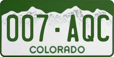CO license plate 007AQC