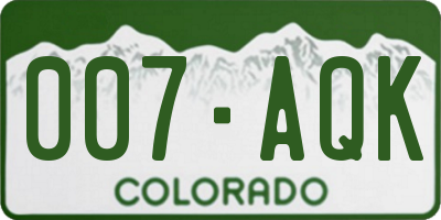 CO license plate 007AQK