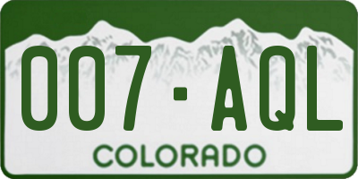 CO license plate 007AQL