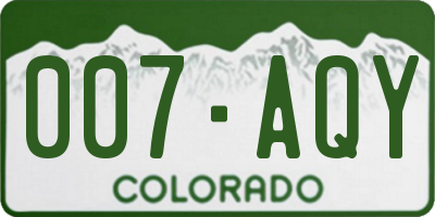CO license plate 007AQY