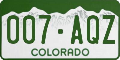CO license plate 007AQZ