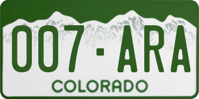 CO license plate 007ARA