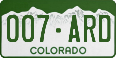 CO license plate 007ARD