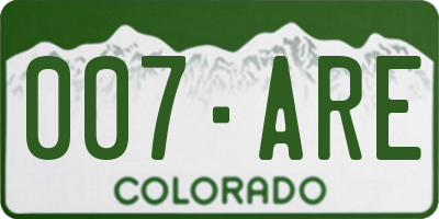 CO license plate 007ARE