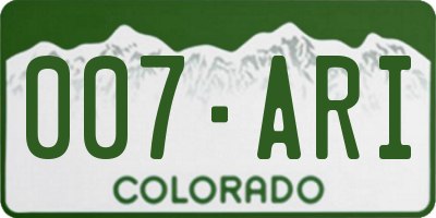 CO license plate 007ARI