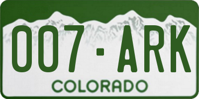 CO license plate 007ARK