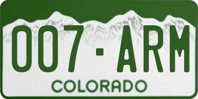 CO license plate 007ARM