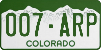 CO license plate 007ARP