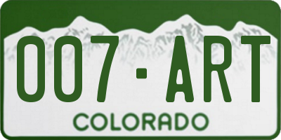 CO license plate 007ART