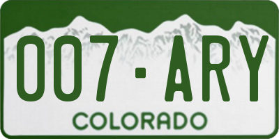 CO license plate 007ARY