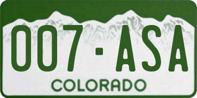 CO license plate 007ASA