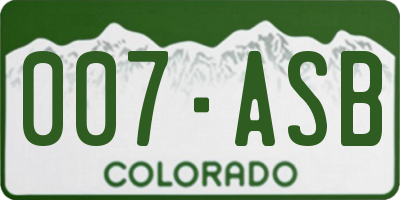 CO license plate 007ASB