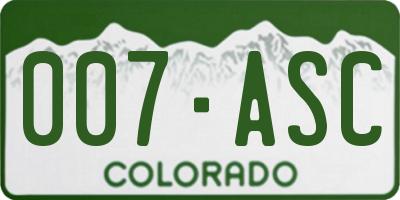 CO license plate 007ASC