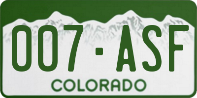 CO license plate 007ASF