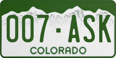 CO license plate 007ASK