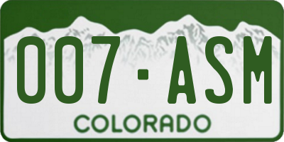 CO license plate 007ASM