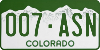 CO license plate 007ASN