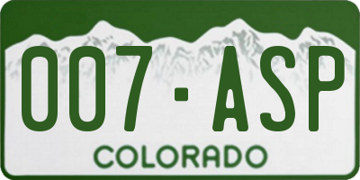 CO license plate 007ASP