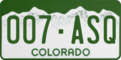 CO license plate 007ASQ