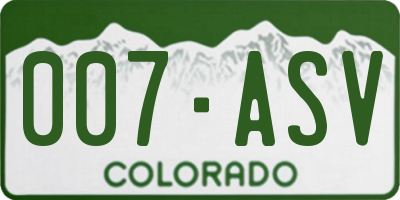 CO license plate 007ASV